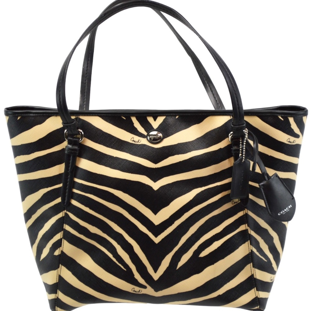 Coach Peyton Tote in Zebra Print Coated CanvasCoach F52532 Peyton Zebra Top Hand